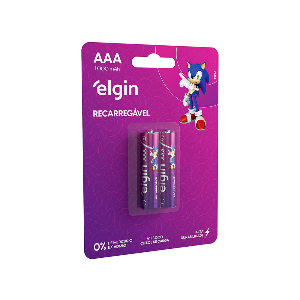 Pilha Elgin Recarregável AAA 1000 MAH | 2 Und