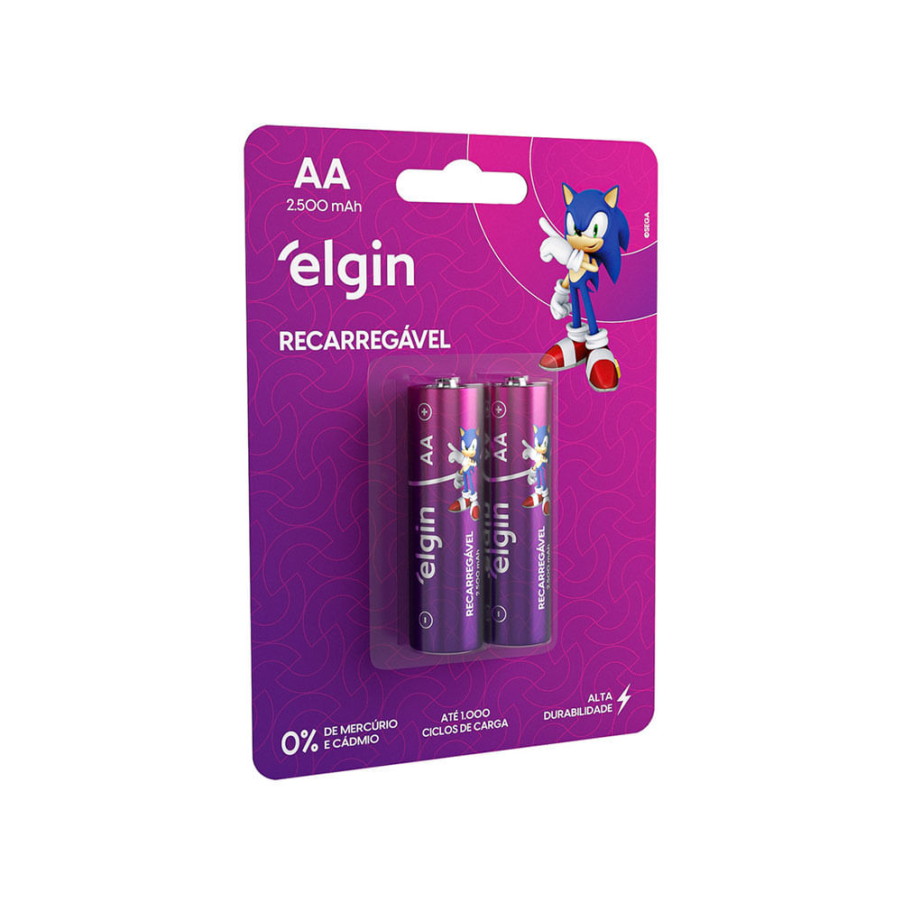 Pilha Elgin Recarregável AA C/2 2500 MAH | 2 Und