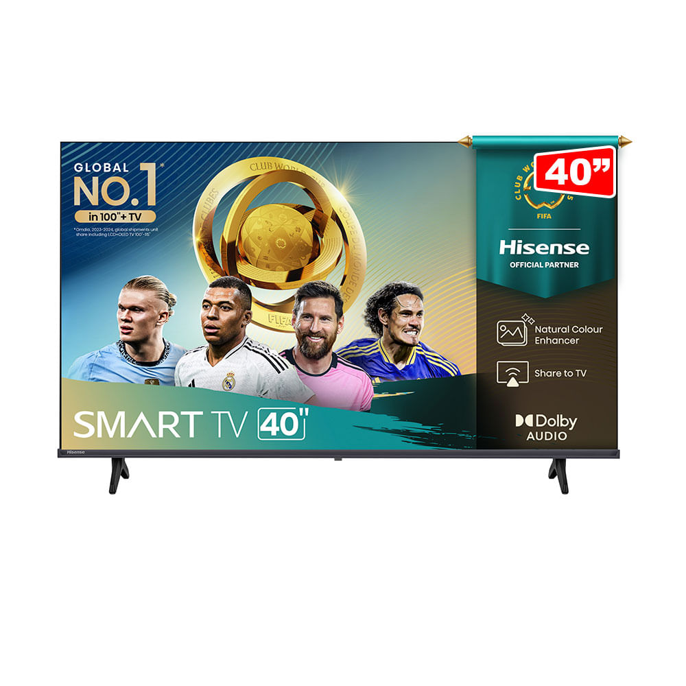 Smart TV Hisense 40", Full HD, HDR10, DTS Virtual X, Wi-Fi Dual Band, Design DLED | 40A4NV
