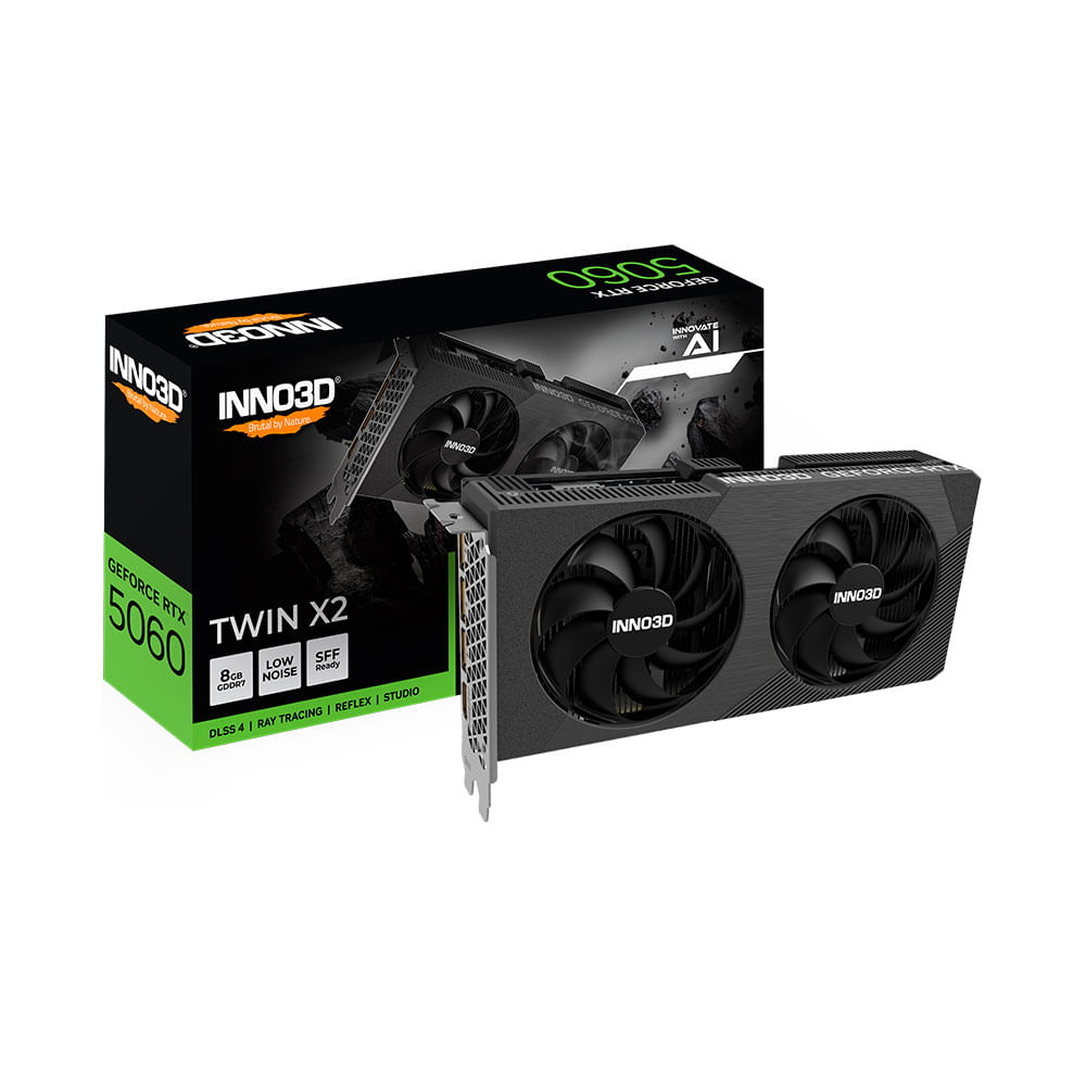 Placa de Vídeo INNO3D GeForce RTX 5060 Twin X2, 8GB, 128 Bits, N50602-08D7-195071N | DDR7