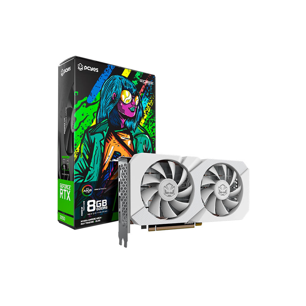 Placa de Vídeo PCYES NVIDIA GeForce RTX 3050 Projeto Edge, 8GB, 128 Bits, PVRTX30508WTPE | DDR6