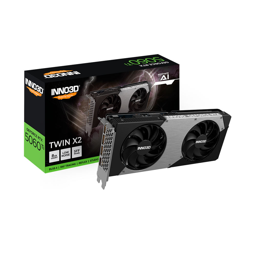 Placa De Vídeo INNO3D Geforce RTX 5060 TI 8GB, 128 Bits, Twin X2, N506T2-08D7-193075N | DDR7