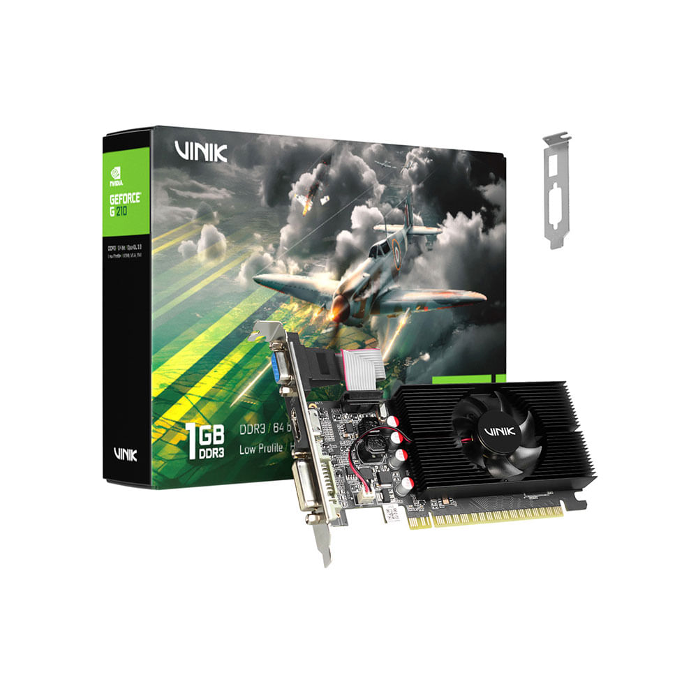 Placa de Vídeo Vinik NVIDIA GeForce G 210 Low Profile, 1GB, 64 Bits, GPUVK2101GBLP0H2 | DDR3