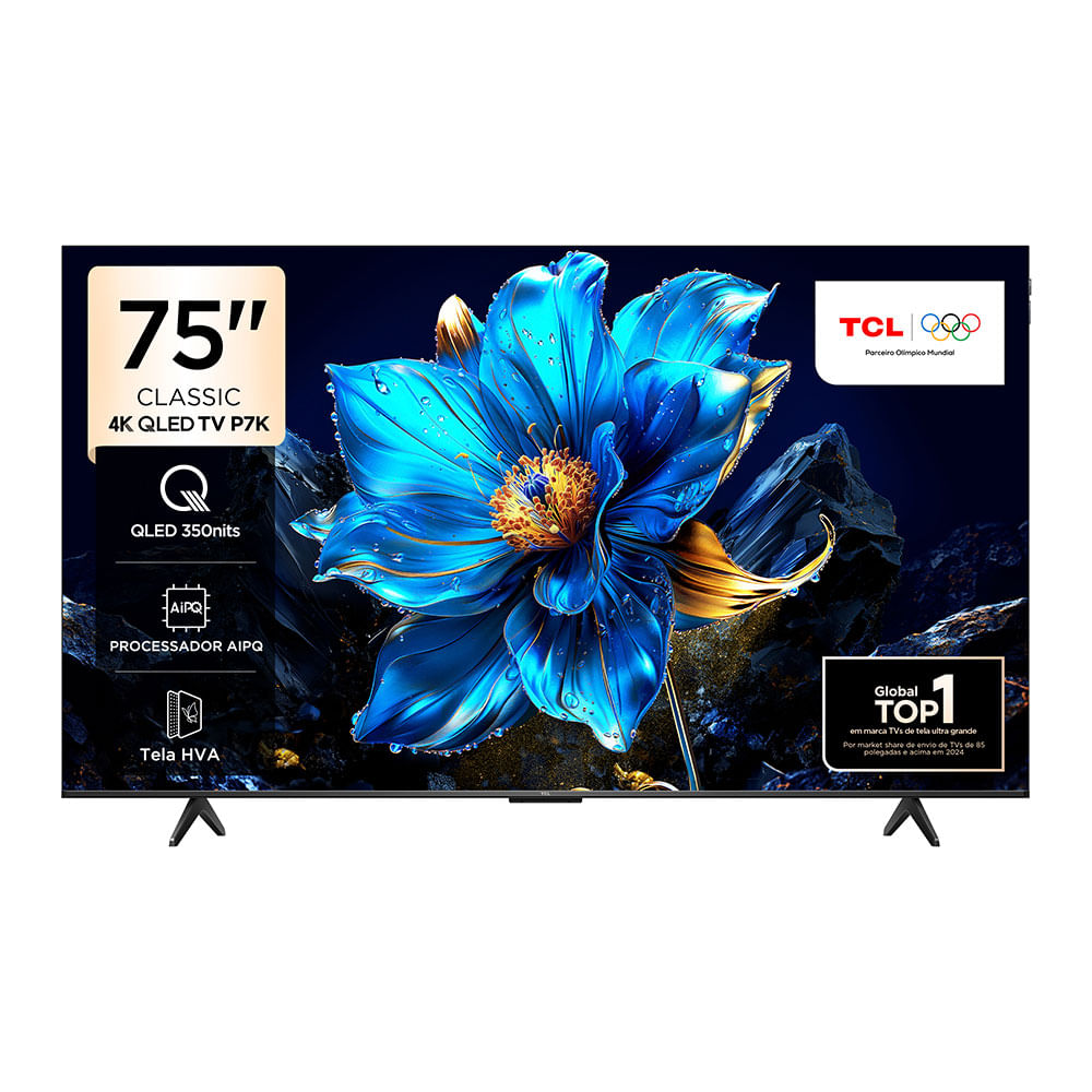 TCL QLED Smart 4K 75" P7K Google TV com Wi-Fi Dual Band, Google Assistente