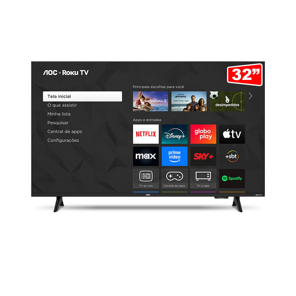 Smart TV AOC 32" DLED HD Roku TV, HDMI, USB, Wi-Fi Dual Band | 32S5155/78