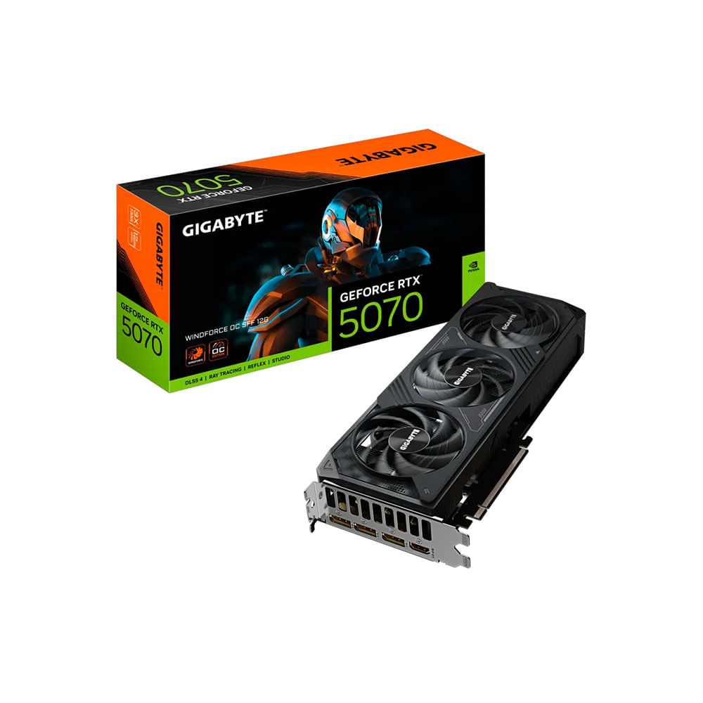 Placa de Vídeo Gigabyte NVIDIA GeForce RTX 5070, 12GB, DLSS, Ray Tracing, GV-N5070WF3OC-12GD | DDR7
