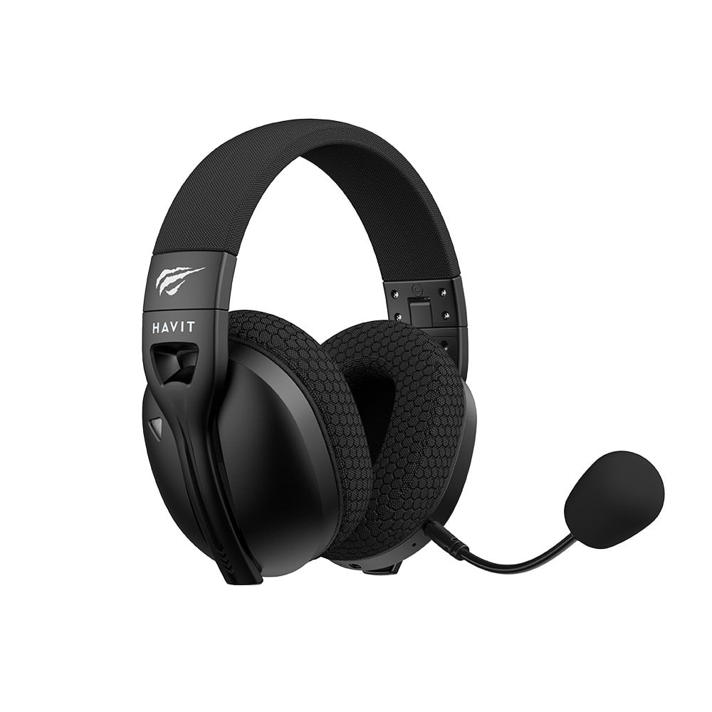 Headset HAVIT FUXI-H5 Sem Fio, Tri-Mode (2.4G + Bluetooth 5.4 + 3.5mm), Drivers de 50mm | Black