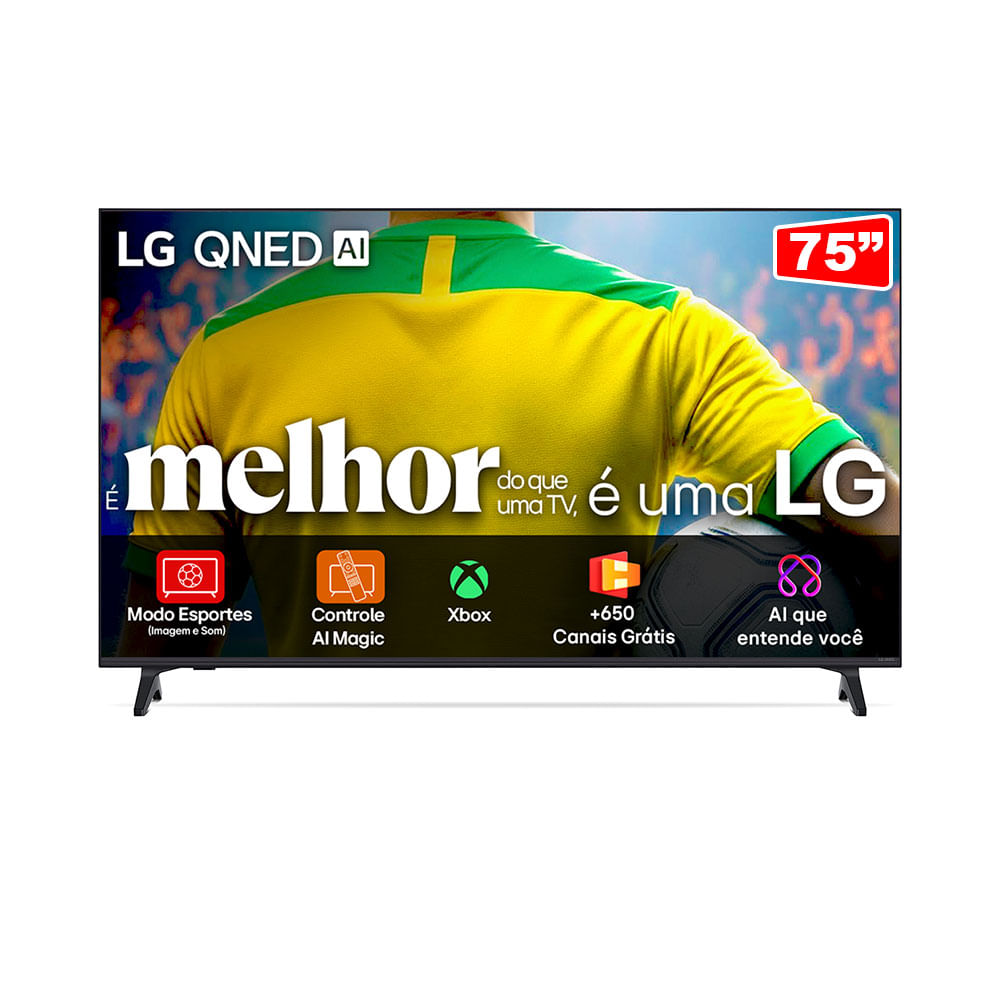 Smart TV 4K 75" LG QNED73, Google Cast e Alexa integrados,  webOS 25 | 75QNED73ASA