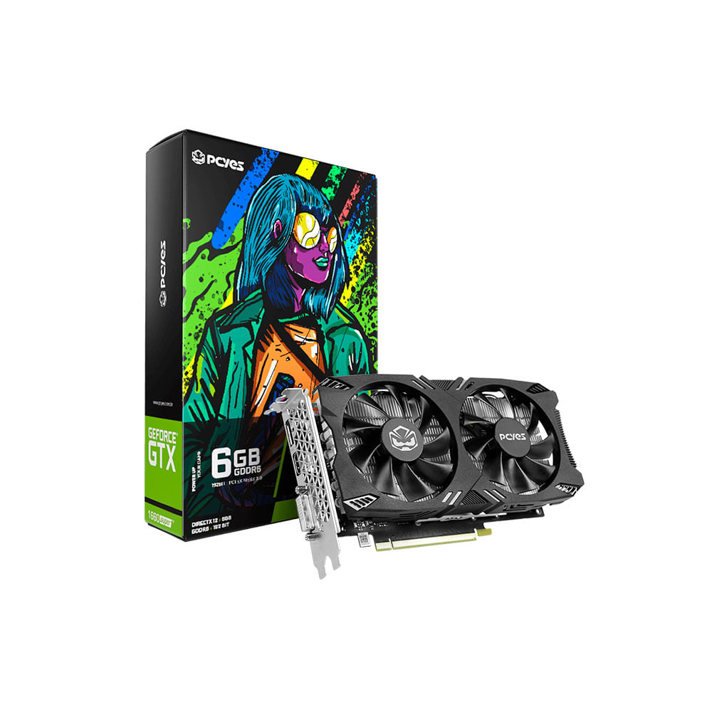 Placa de Vídeo PCYES NVIDIA GeForce GTX 1660 SUPER, 6GB GDDR6, 192 Bits, Dual Fan | PVX1660S62F