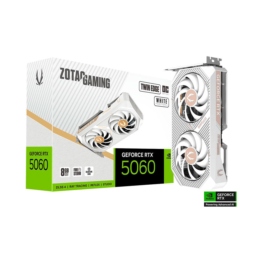 Placa de Vídeo Zotac Gaming GeForce RTX 5060 Twin Edge OC White Edition, 8GB GDDR7, 128-bit | White