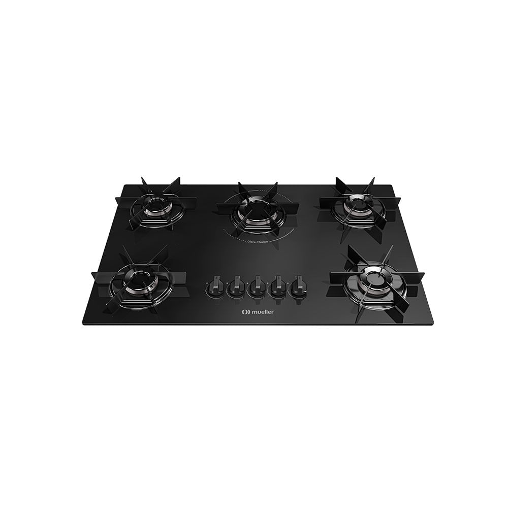 Cooktop Mueller 5 Bocas com Ultra Chama, Mesa de Vidro e Acendimento Superautomático - MCG5BB | Preto