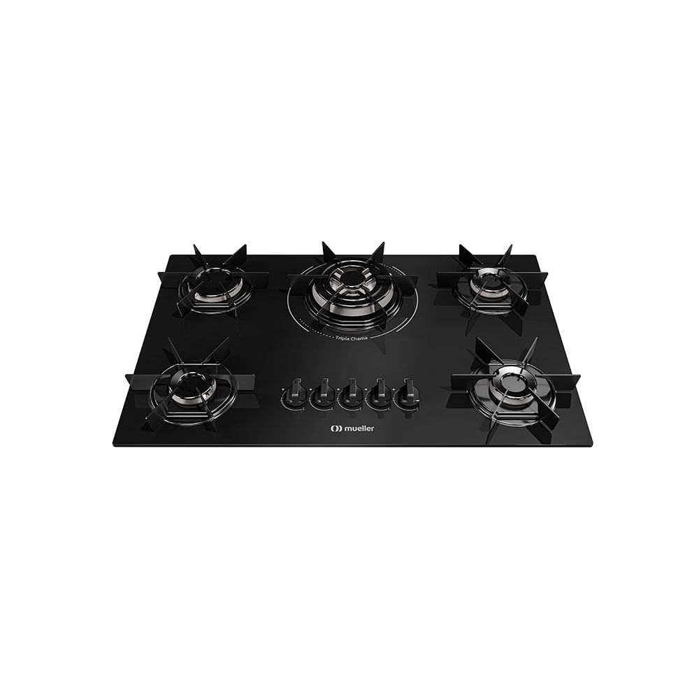 Cooktop Mueller 5 Bocas com Tripla Chama, Acendimento Superautomático - MCGSBC 50 TC | Preto