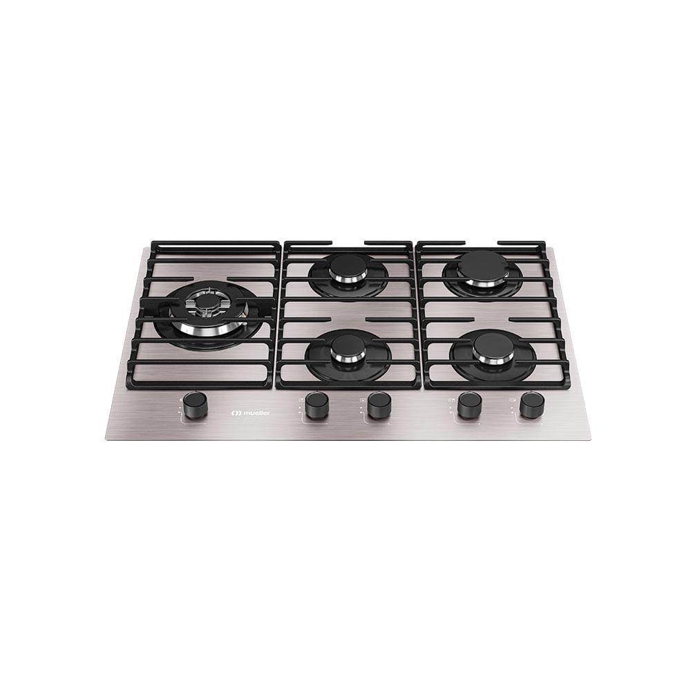 Cooktop Mueller 5 Bocas de Alumínio com Tripla Chama e Grades de Ferro Fundido - MCG5BL | Alumínio
