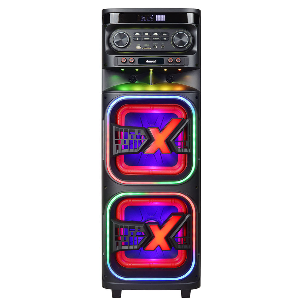 Caixa de Som Amplificada Amvox ATX 2108M, 2100W RMS, Bluetooth, USB, TWS, Rádio FM | Preto