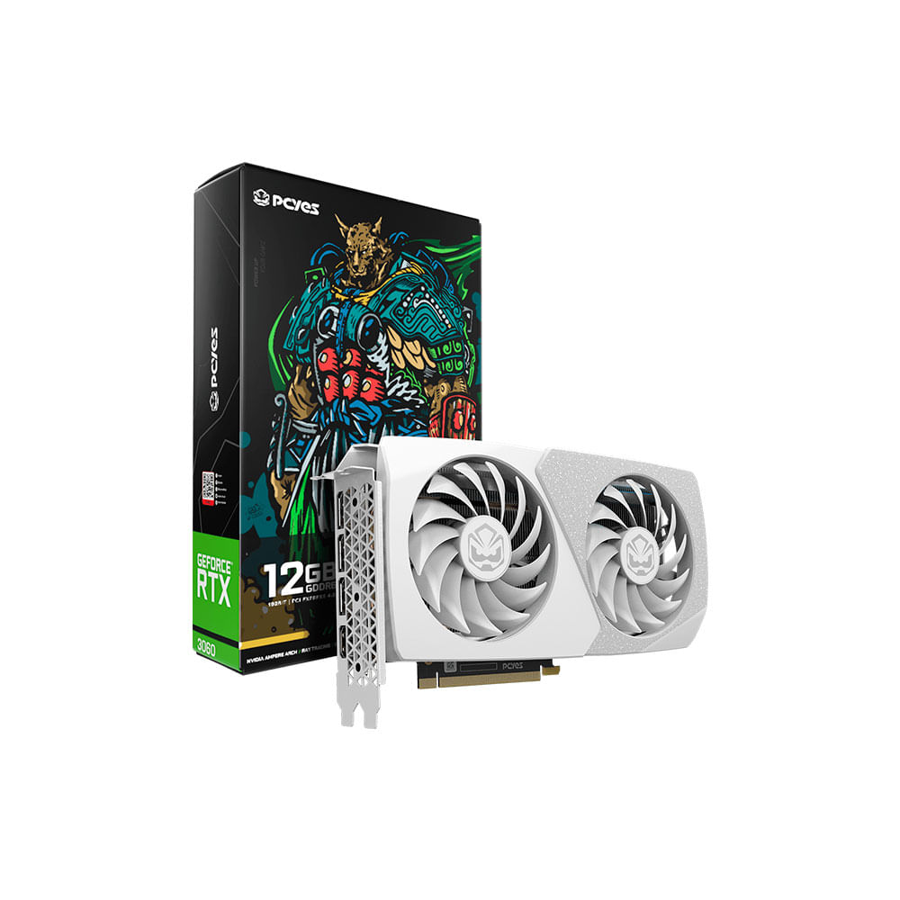 Placa de Vídeo PCYES NVIDIA GeForce RTX 3060 Graffiti Projeto Edge White, 12GB GDDR6, 192-bit | PVRTX3060WT2F