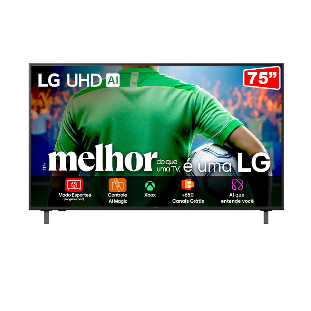 Smart TV LG AI 75" 4K Processador a7 Al Gen8, Amazon Alexa e Google Cast integrados | 75UA8550PSA
