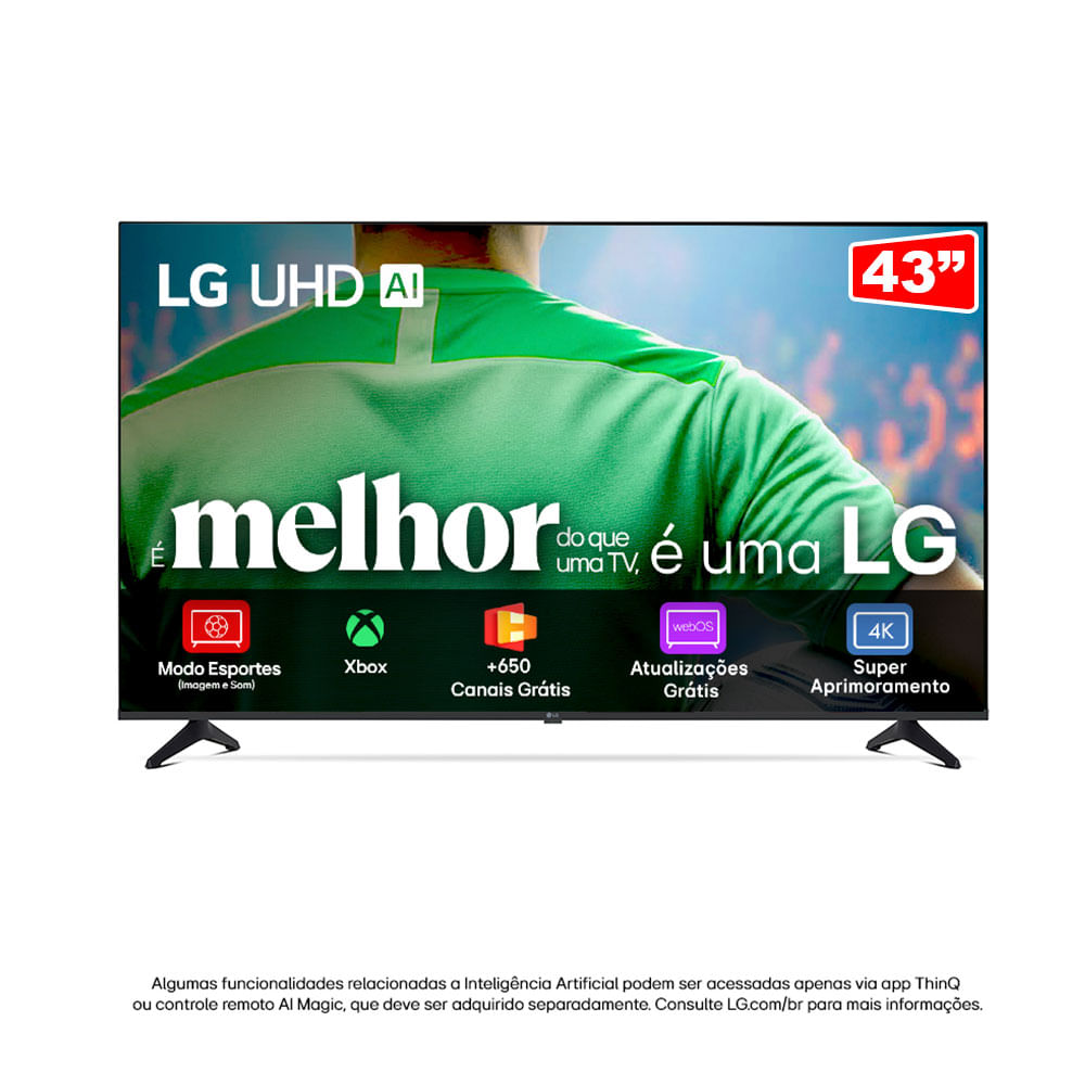 Smart TV LG 43" 4K UHD 43UA7500PSA, webOS 25, Alexa integrado, Compatível com Apple Airplay2 e Apple Home | 43UA7500PSA