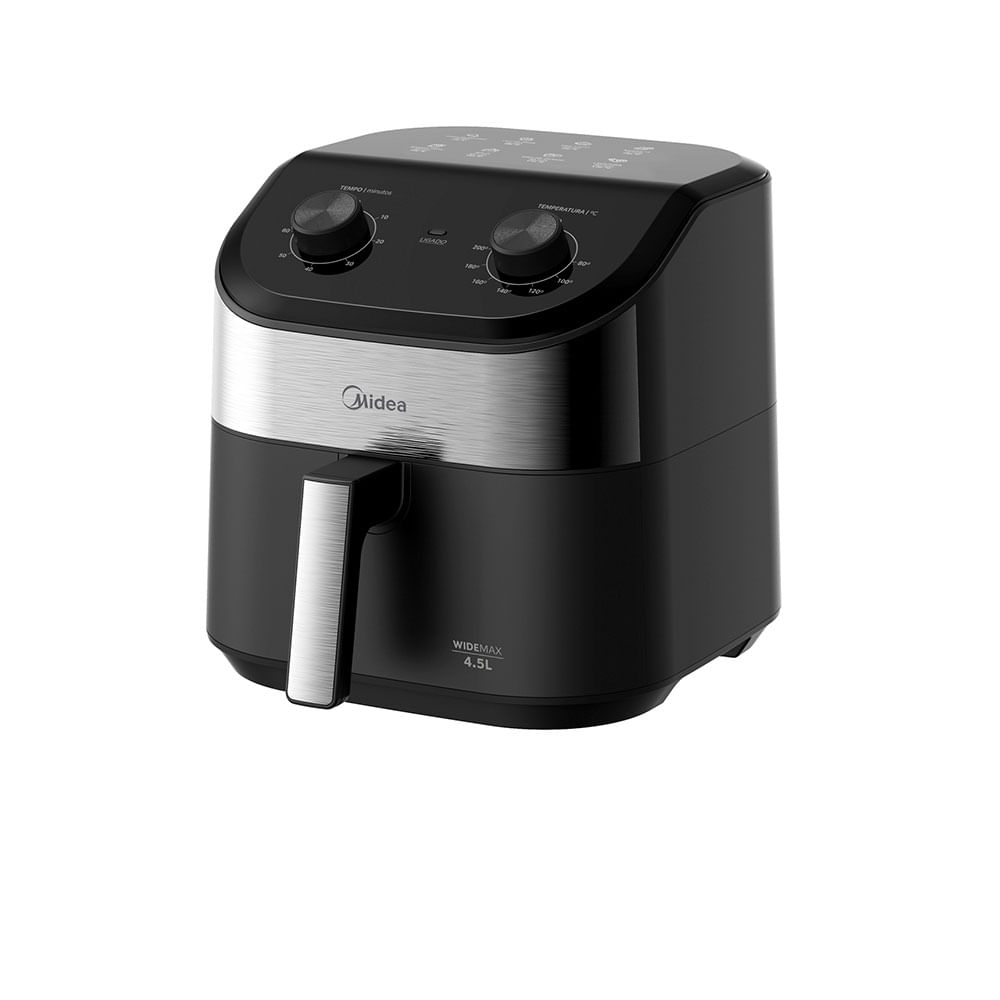 Fritadeira Air Fryer Wide Max Midea, 4,5L  FWM45P | Preto / Inox
